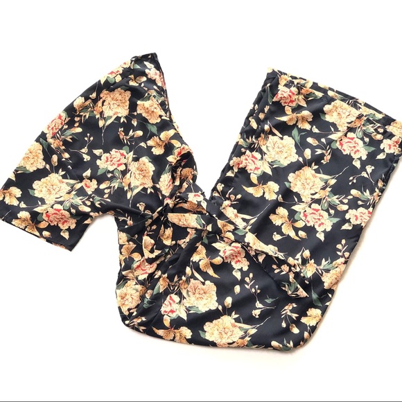 Plus Surplice Neck Wide Leg Botanical Overall - Picture 6 of 7